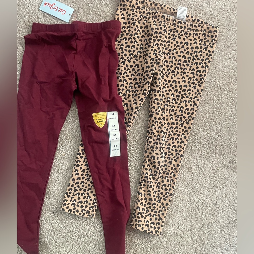 Cat & Jack Burgundy and Gymboree Leopard Print Leggings